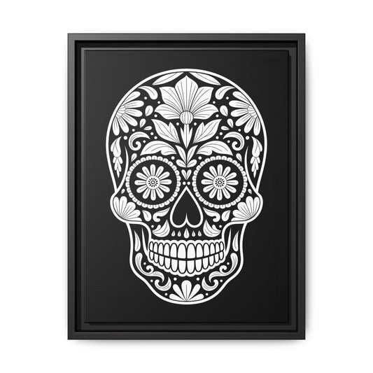 Sugar Skull Illustration Matte Canvas Framed | Day of the Dead Wall Art