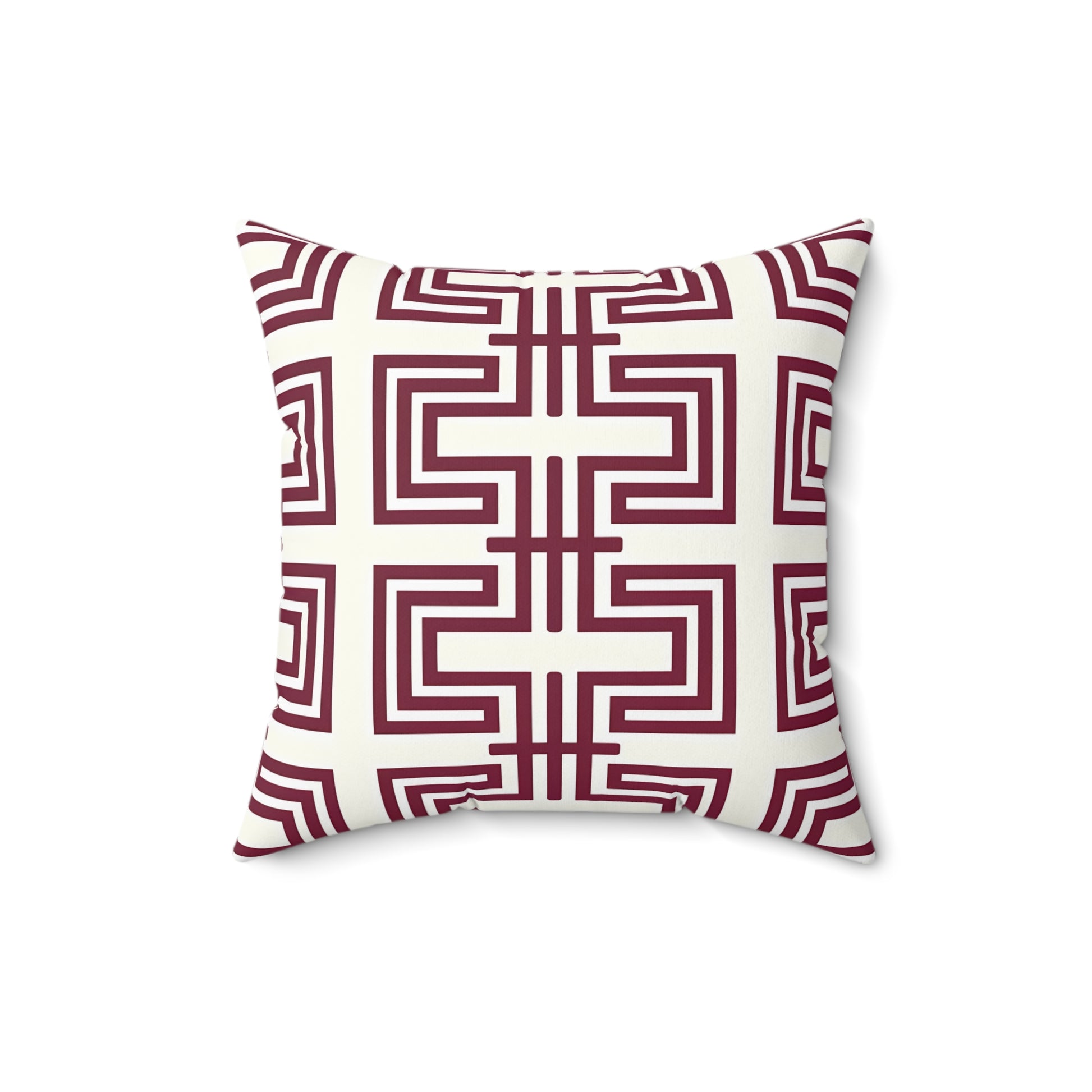 Burgundy Geometric Pattern Throw Pillow | Modern Home Decor, Stylish Cushion, Gift Idea, Cozy Accent, Decorative Accent Pillow - LOLA VEGAS ART