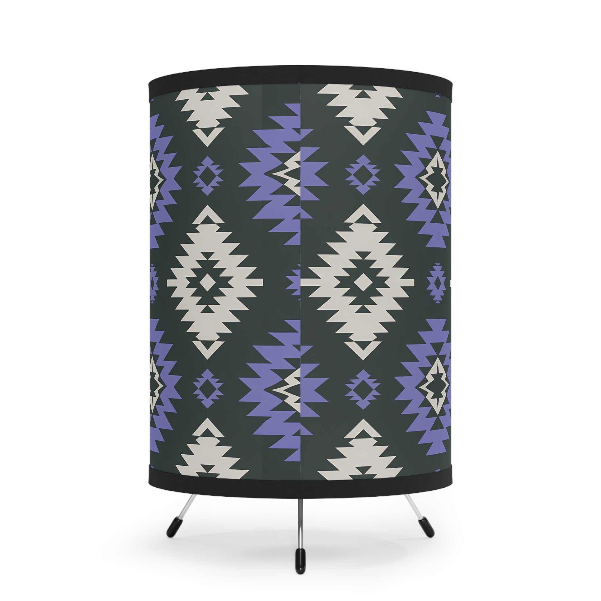 Tribal Print Tripod Lamp - Bohemian Home Decor, Ethnic Style Lighting, Unique Gift for Housewarming, Modern Table Lamp, Eclectic Room Accent - LOLA VEGAS ART