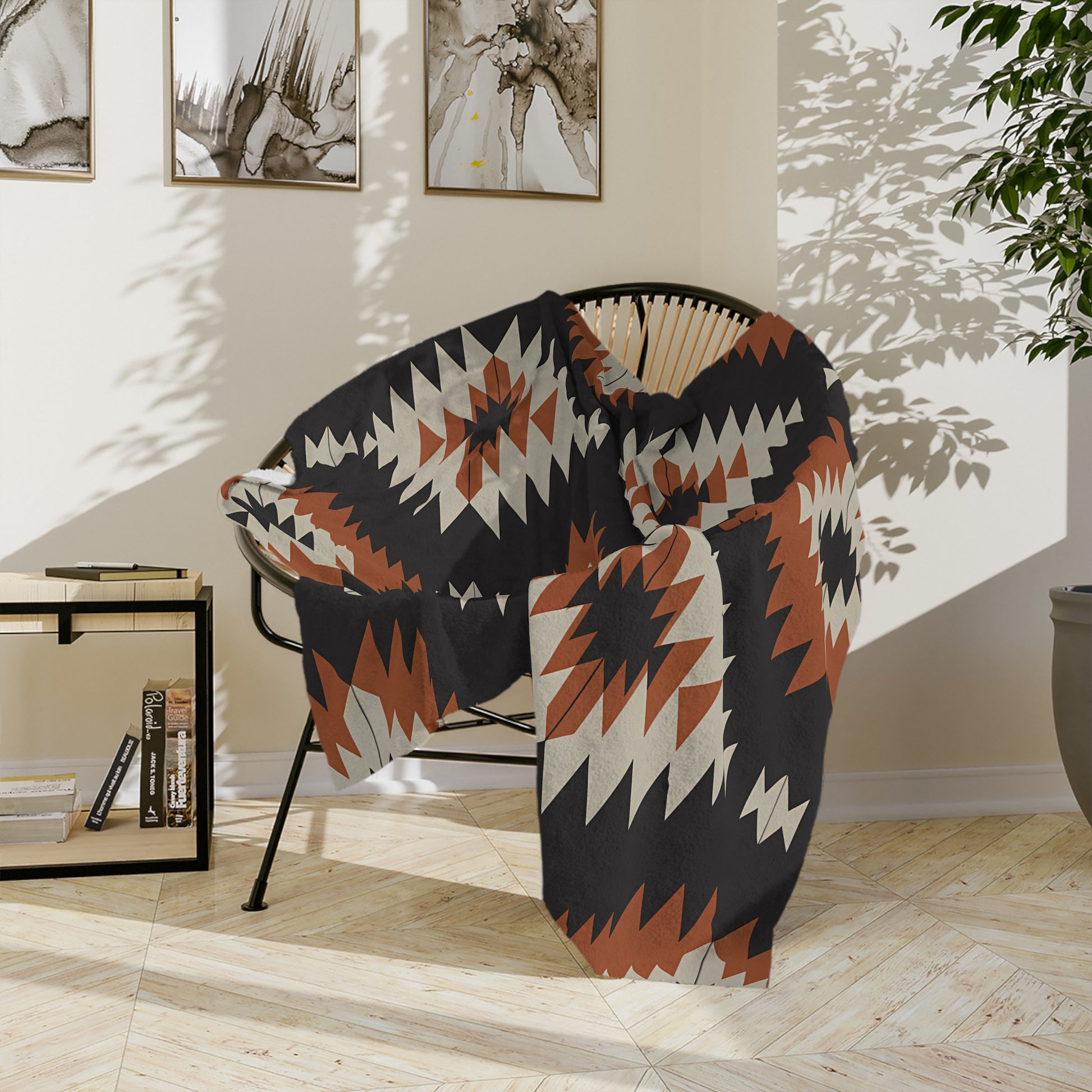 Tribal Print Velveteen Microfiber Blanket | Cozy Home Decor, Native American Inspired Gift, Boho Throw, Wedding Gift, Warm Soft Blanket - LOLA VEGAS ART