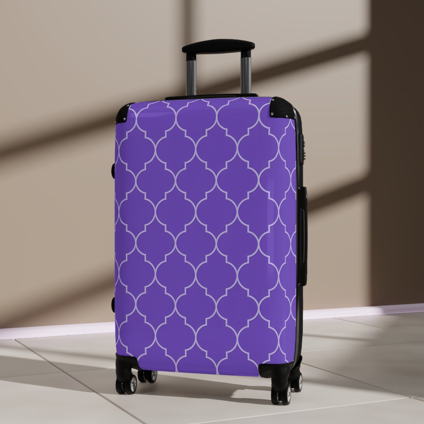 Elegant Purple Patterned Suitcase - Stylish Travel Luggage, Weekend Getaway, Travel Accessories, Vacation Essentials, Gift for Travelers - LOLA VEGAS ART
