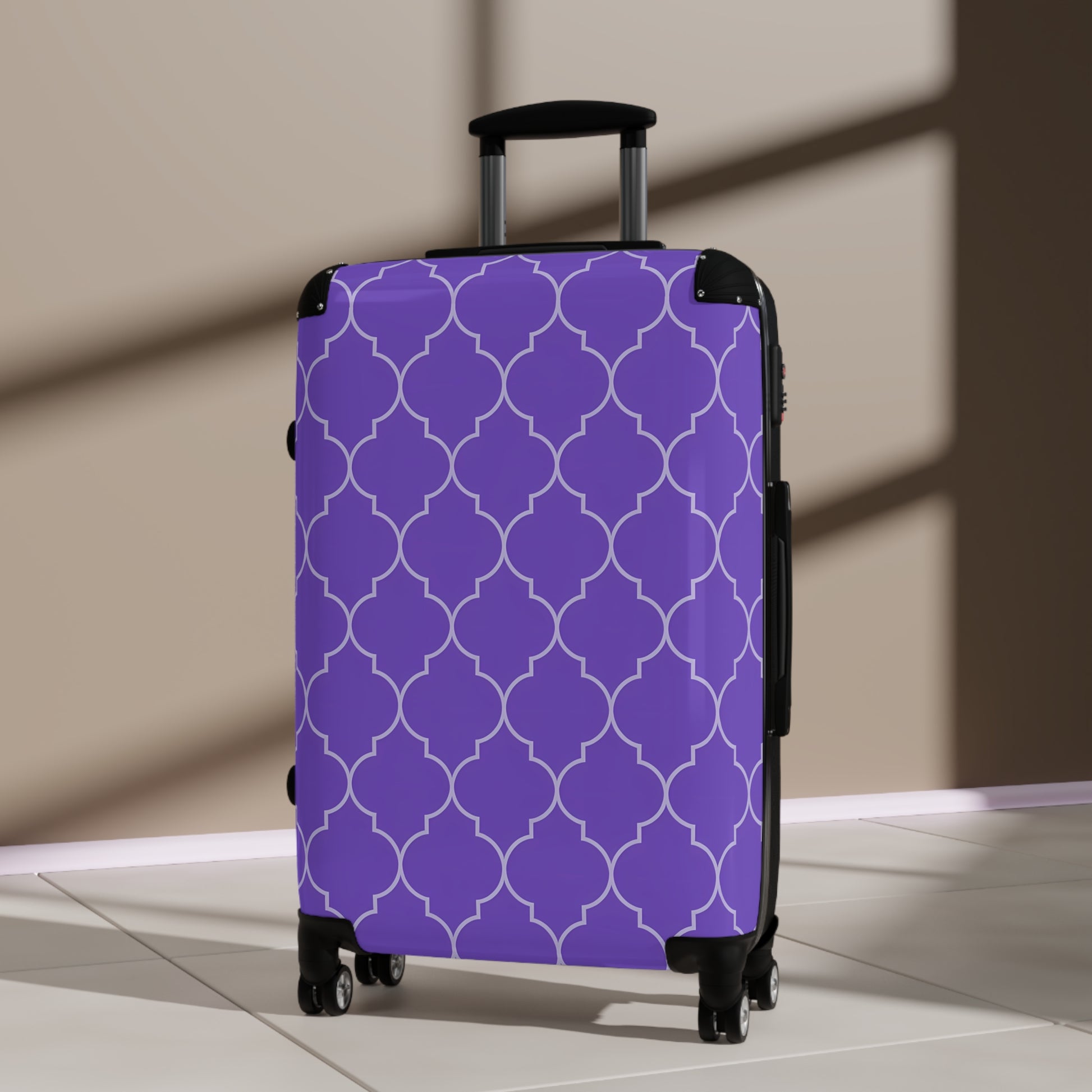 Elegant Purple Patterned Suitcase - Stylish Travel Luggage, Weekend Getaway, Travel Accessories, Vacation Essentials, Gift for Travelers - LOLA VEGAS ART