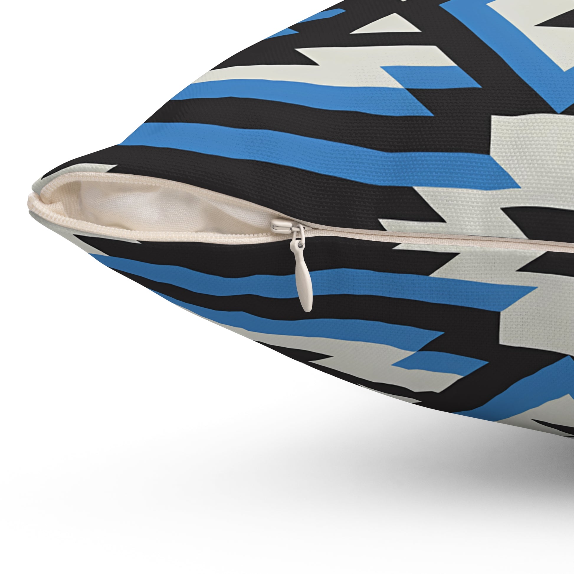 Modern Geometric Throw Pillow, Stylish Home Decor, Boho Cushion, Blue Accent Pillows, Unique Gift for Sofa, Bedroom - LOLA VEGAS ART