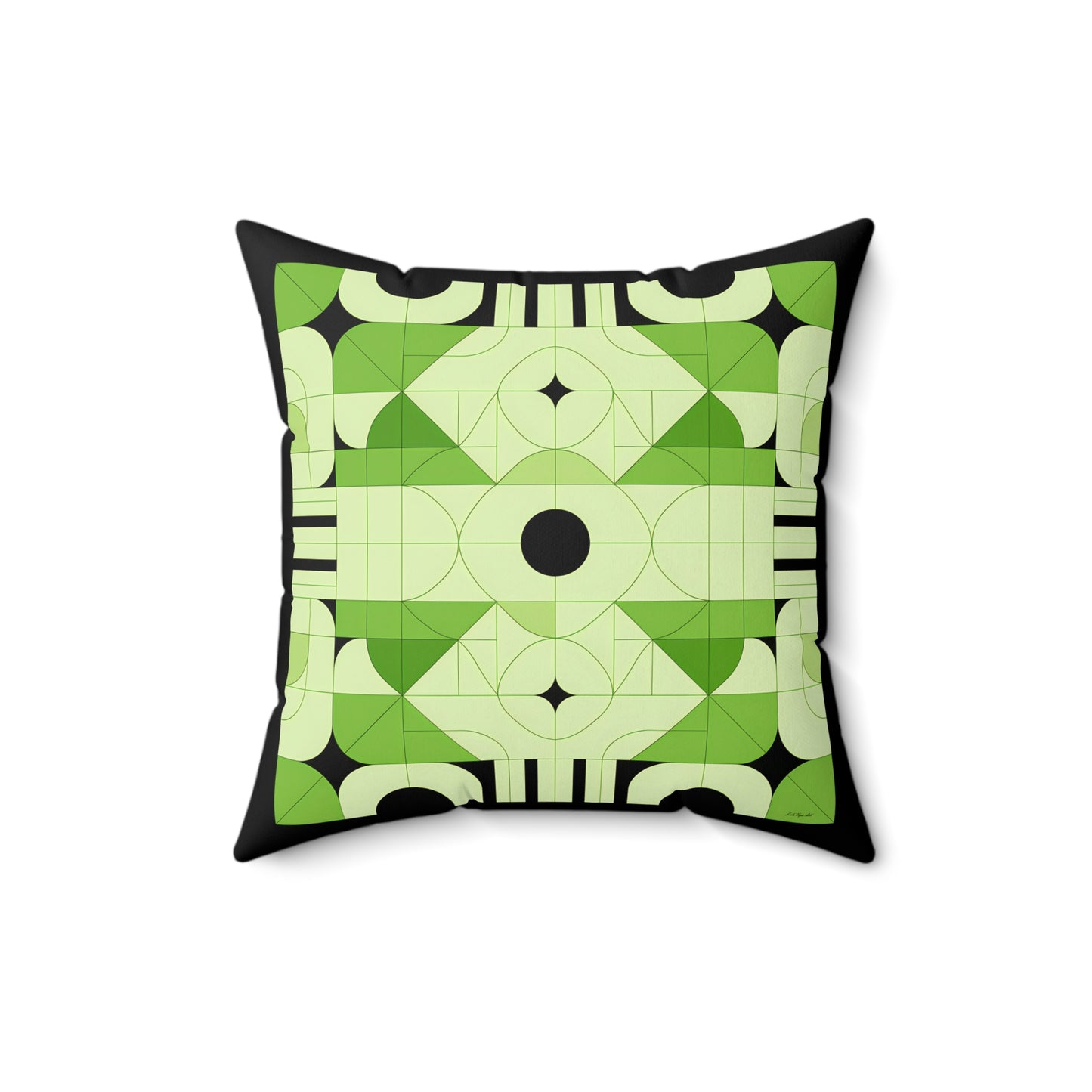 Geometric Green and Black Accent Pillow, Modern Decorative Pillow, Home Decor Gift, Unique Couch Cushion, Boho Pillow, Abstract Decor - LOLA VEGAS ART