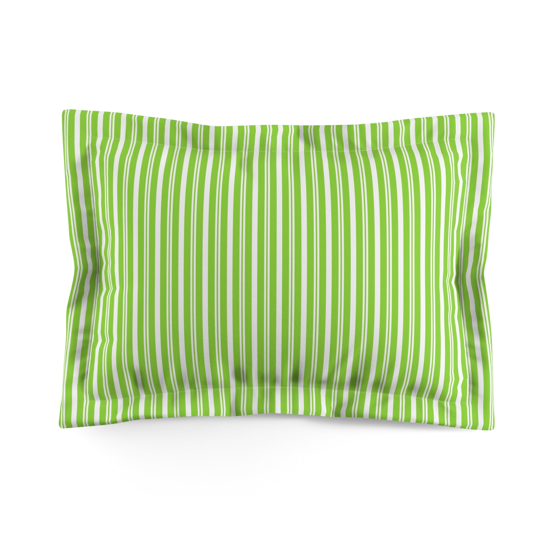 Green Striped Microfiber Pillow Sham, Modern Home Decor, Bedroom Textile, Stylish Gifts for Her, Eco-Friendly Bedding - LOLA VEGAS ART