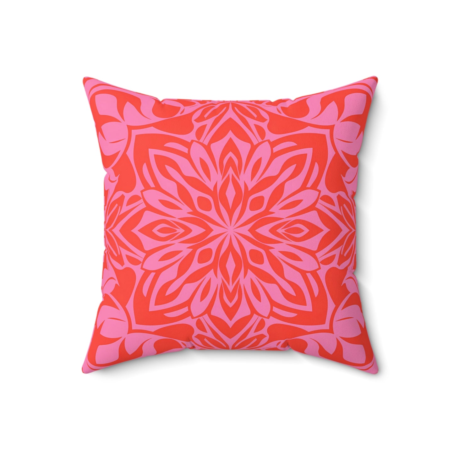 Boho Square Pillow, Pink Orange Feminine Home Decor Cushion, Throw Pillow Cover, Bohemian Pillowcase, Sofa Accent Pillow, Gift for Her - LOLA VEGAS ART
