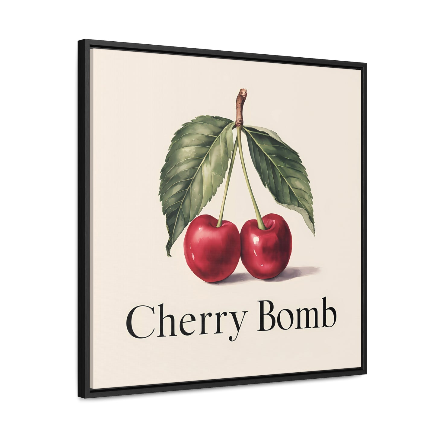 Square Frame Wall Art, Cherry Bomb Cherries Gallery Canvas Wrap, Cute Quirky Home Decor, Kitchen Decor, Fruit Lover Gift, Square Wall - LOLA VEGAS ART