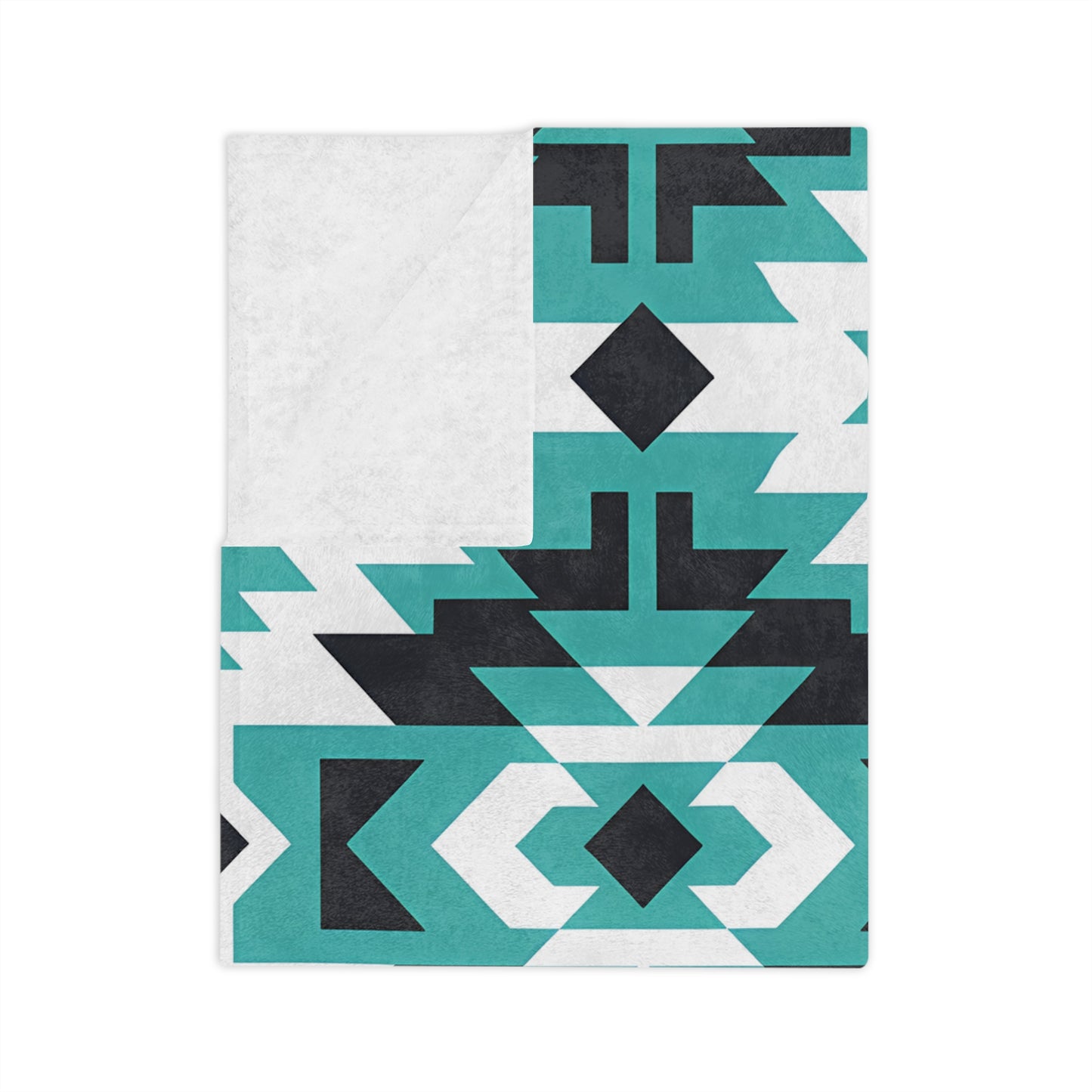 Turquoise Tribal Velveteen Blanket, Cozy Throw for Indoor, Outdoor Use, Perfect Gift for Relaxing & Home Decor, Tribe Pattern - LOLA VEGAS ART