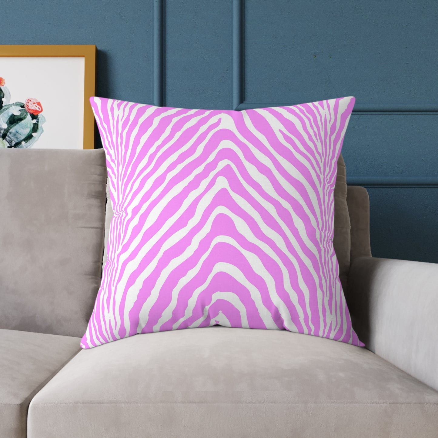Pink White Zebra Stripe Square Pillow | Animal Print Home Decor