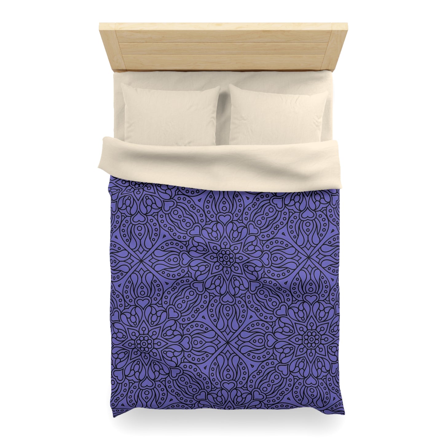 Bohemian Microfiber Duvet Cover - Cozy Bedding, Purple Floral Design, Bedroom Decor, Home Accents, Gift for Her, Festival Style - LOLA VEGAS ART