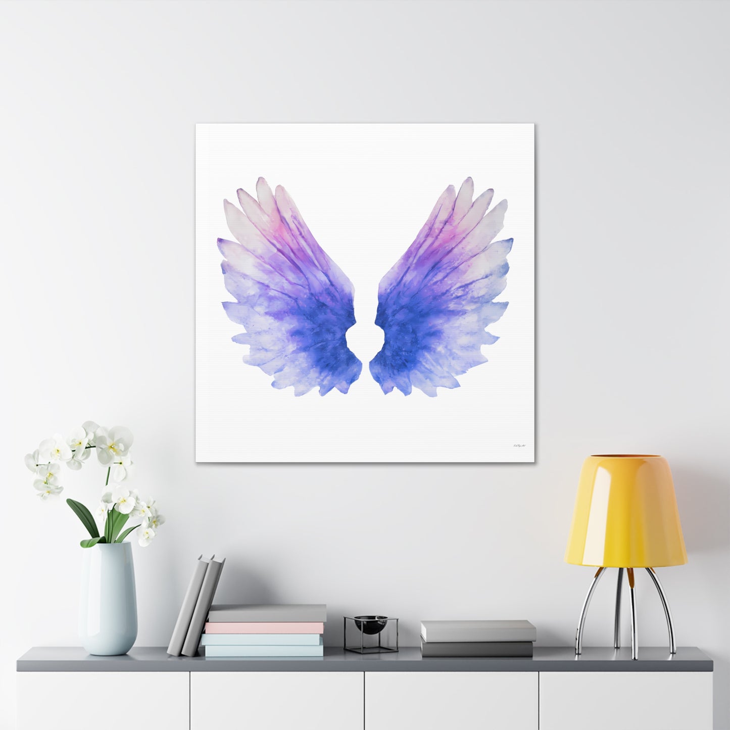 purple angels wings wall art canvas, wall art decor, wall art prints, angel wings art, wings, wall art purple, wall art spiritual