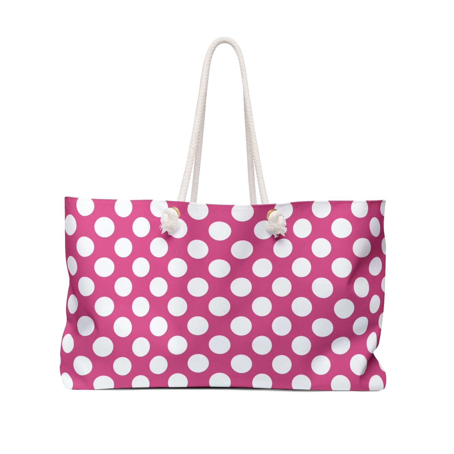 Pink and White Polka Dot Weekender Bag - Perfect for Travel, Beach Days, Gym, Tote, Gift for Her, Summer Vacation, Feminine Bag