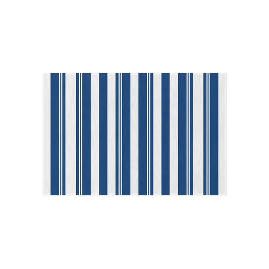 Navy Blue Stripe Outdoor/Indoor Rug | Patio Deck Mat