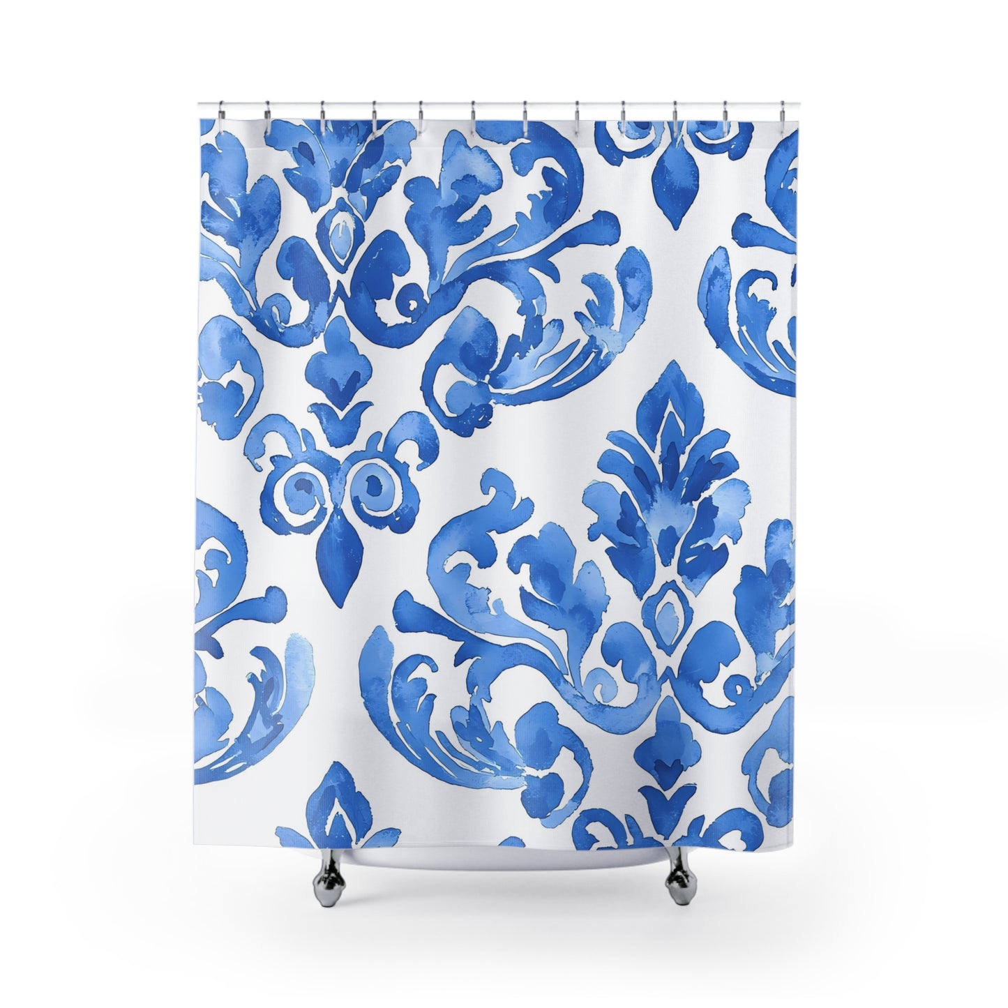 Elegant Blue Floral Shower Curtain | Stylish Bathroom Decor, Vintage Chic, Home Makeover, Weddings, Housewarming Gift, Chinoiserie Pattern