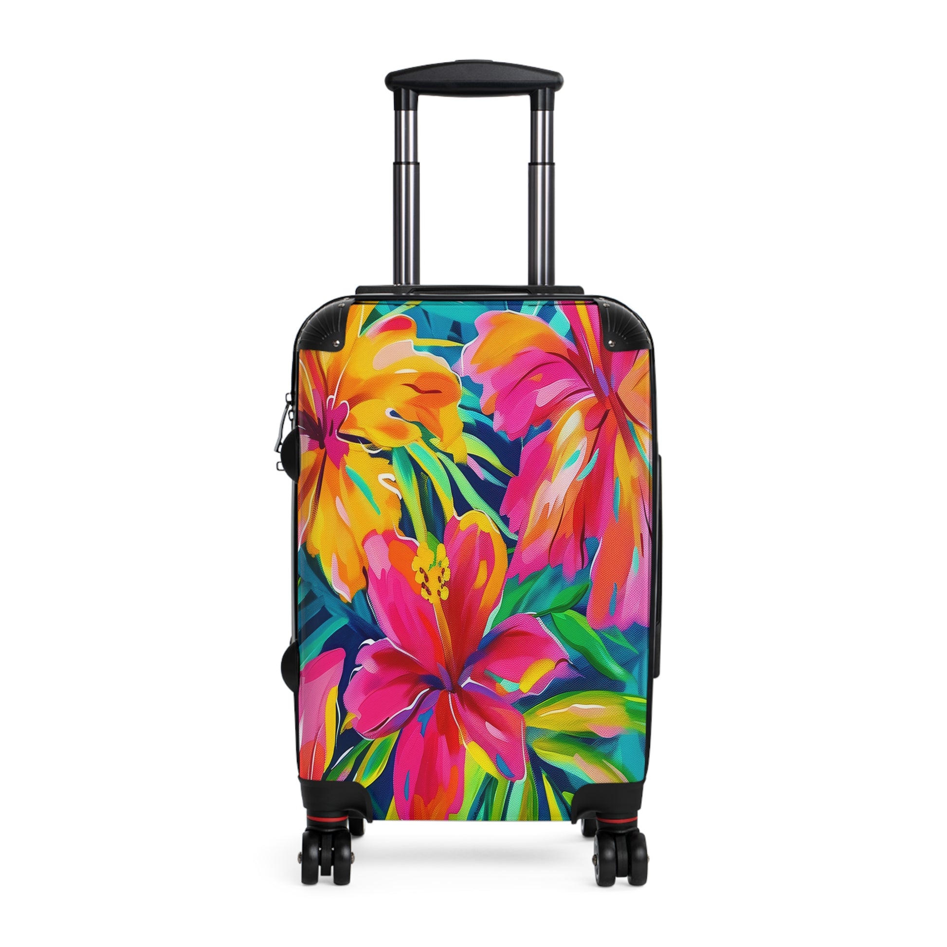 Tropical Floral Suitcase - Vibrant Carry-On Luggage, Travel Bag, Summer Vacation Gear, Stylish Baggage, Perfect Gift for Travelers - LOLA VEGAS ART