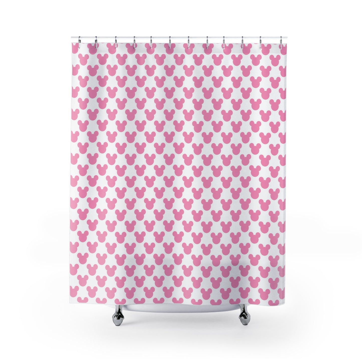 Cute Pink Mouse Shower Curtain, Playful Bathroom Decor, Kids Bathroom Accessories, Mouse Party, Fun Childrens Theme
