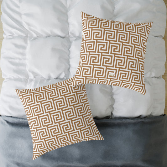 Greek Key Pattern Square Poly Canvas Pillow, Geometric Decorative Throw Pillow