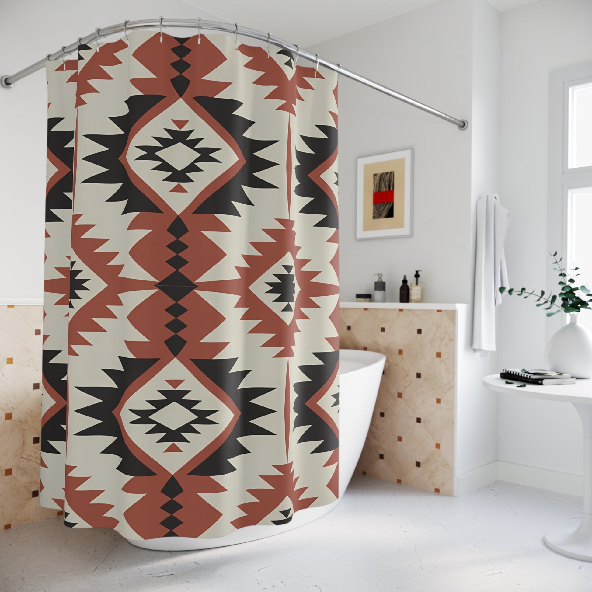 Boho Chic Shower Curtain | Southwestern Design | Bathroom Decor, Tribal Patterns, Gift for Home, Native American Style - LOLA VEGAS ART
