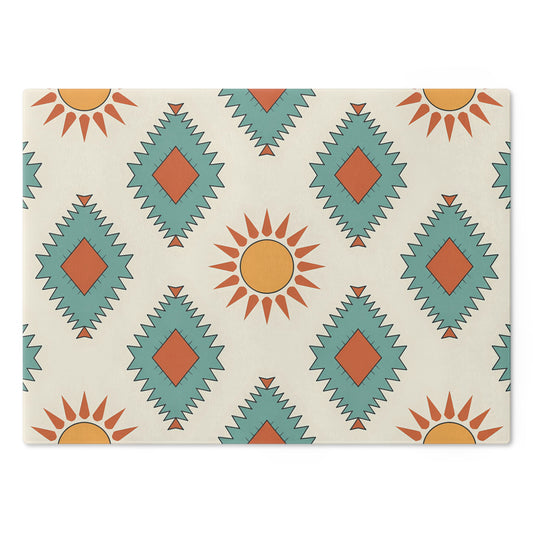Southwestern Cutting Board with Geometric Pattern, Perfect for Entertaining, Kitchen Decor, Gift for Foodies, Housewarming, Boho Style - LOLA VEGAS ART