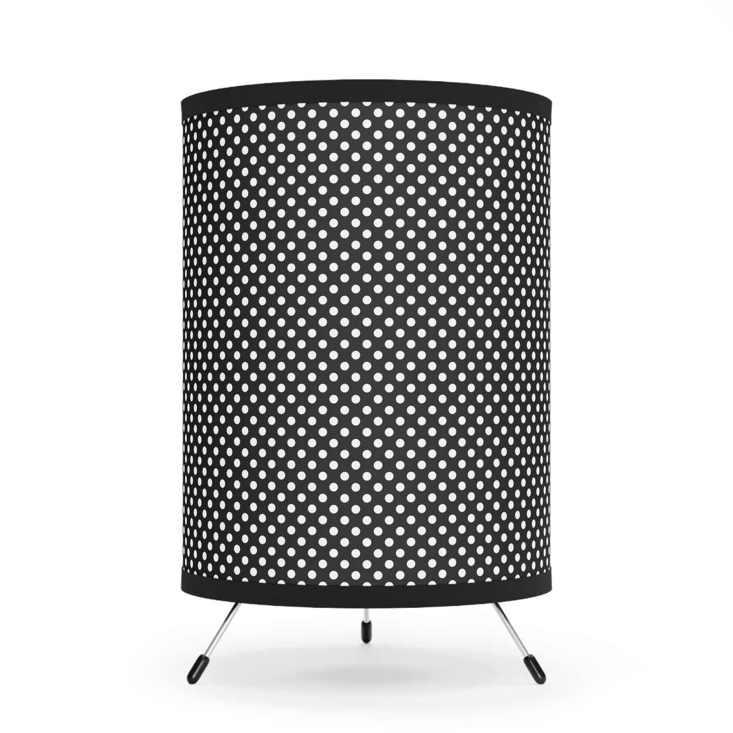 Modern Tripod Lamp with Black and White Polka Dot Shade, Chic Home Decor, Minimalist Lighting, Unique Gift, Bedroom Accent, US/CA Plug - LOLA VEGAS ART