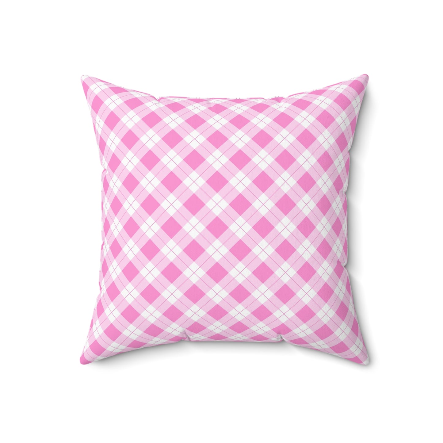 Pink Plaid Decorative Pillow, Cozy Home Accent, Cute Gift for Her, Farmhouse Decor, Living Room Throw Pillow - LOLA VEGAS ART