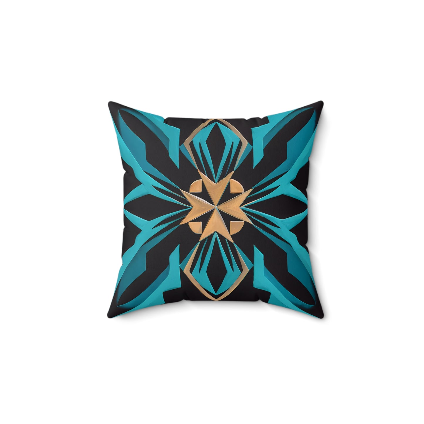 Art Deco Square Pillow, Turquoise Black Gold Retro Glam Hollywood Regency Home Decor, Throw Cushion Cover, Decorative Accent, Unique Gift - LOLA VEGAS ART