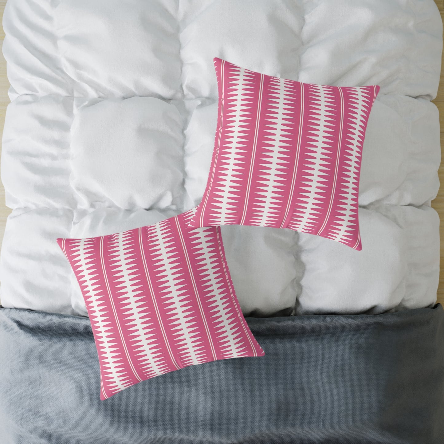 Pink White Geometric Stripe Pattern Pillow | Square Throw Cushion