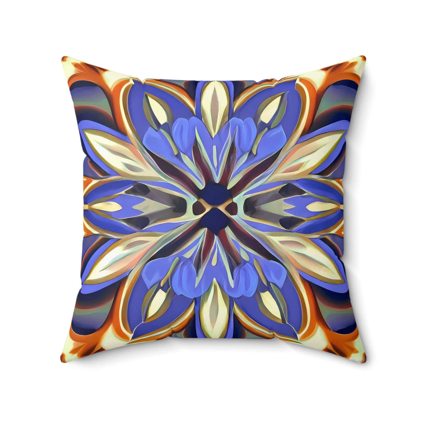 Boho Flower Square Pillow, Iris Purple Brown Cream, Unique Home Decor, Spun Polyester Cushion, Floral Accent Pillow, Floral Home Decor - LOLA VEGAS ART