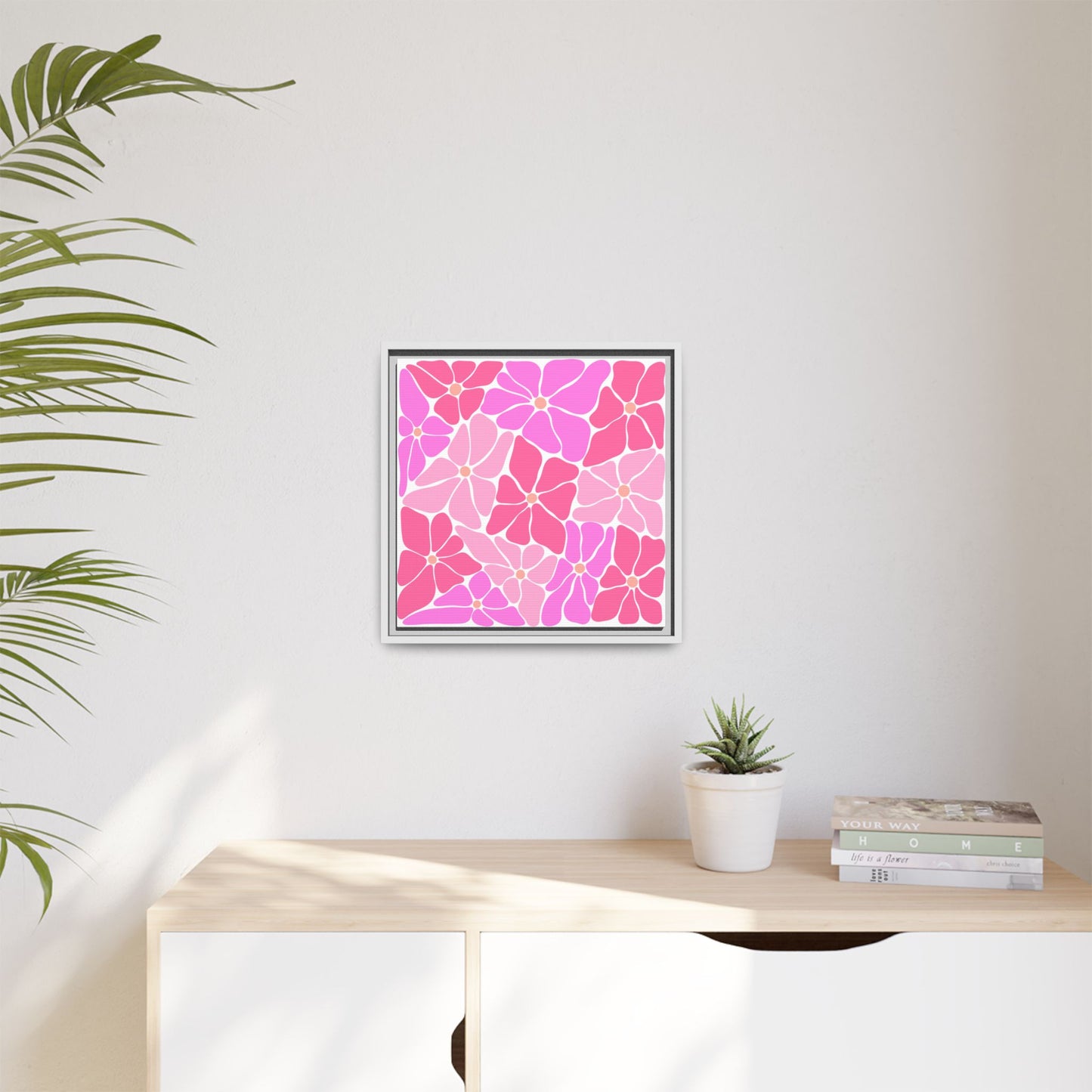 Pink Floral Wall Art, Framed Canvas Decor for Home, Vibrant Flower Print, Ideal Gift for Mother's Day, Spring Decor - LOLA VEGAS ART
