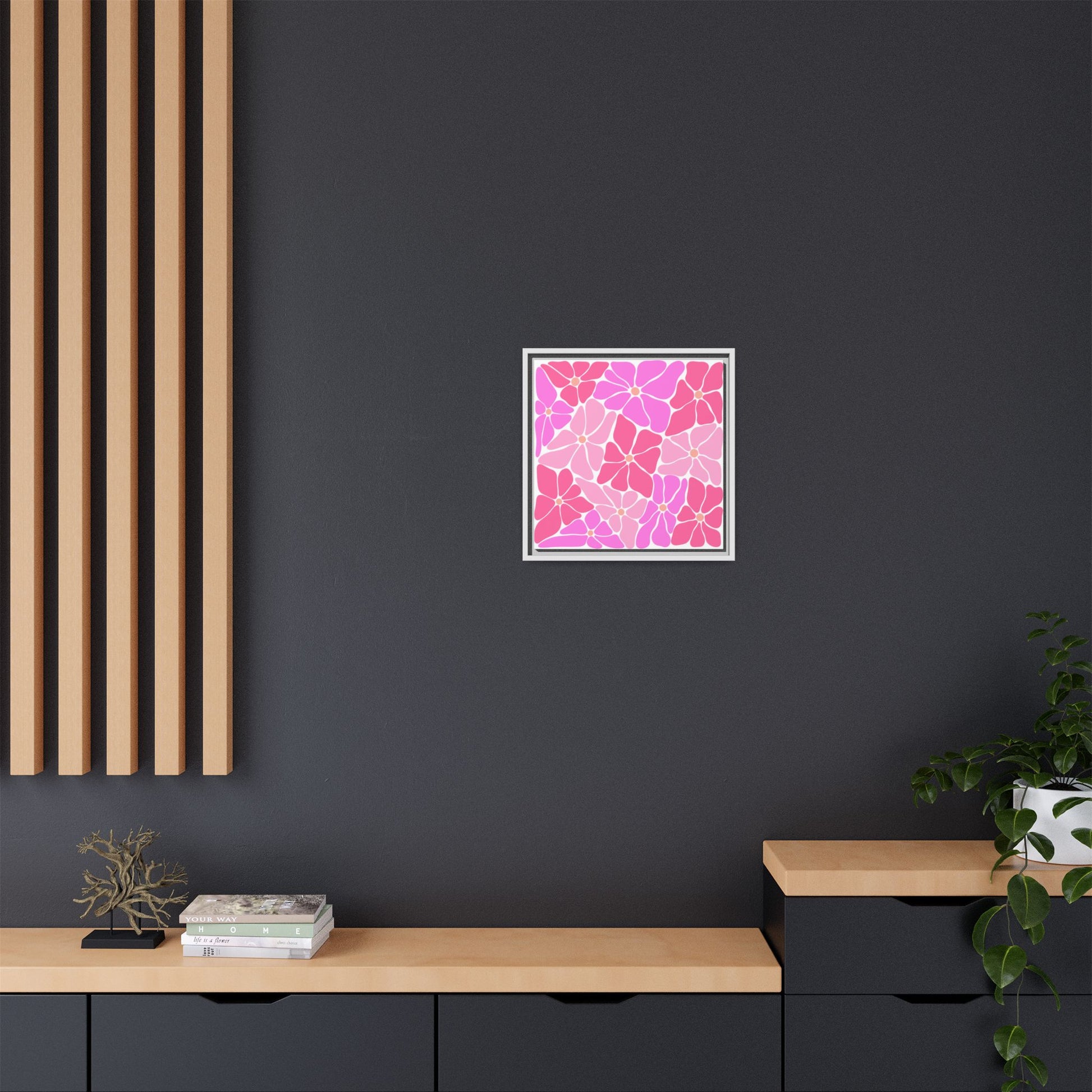Pink Floral Wall Art, Framed Canvas Decor for Home, Vibrant Flower Print, Ideal Gift for Mother's Day, Spring Decor - LOLA VEGAS ART