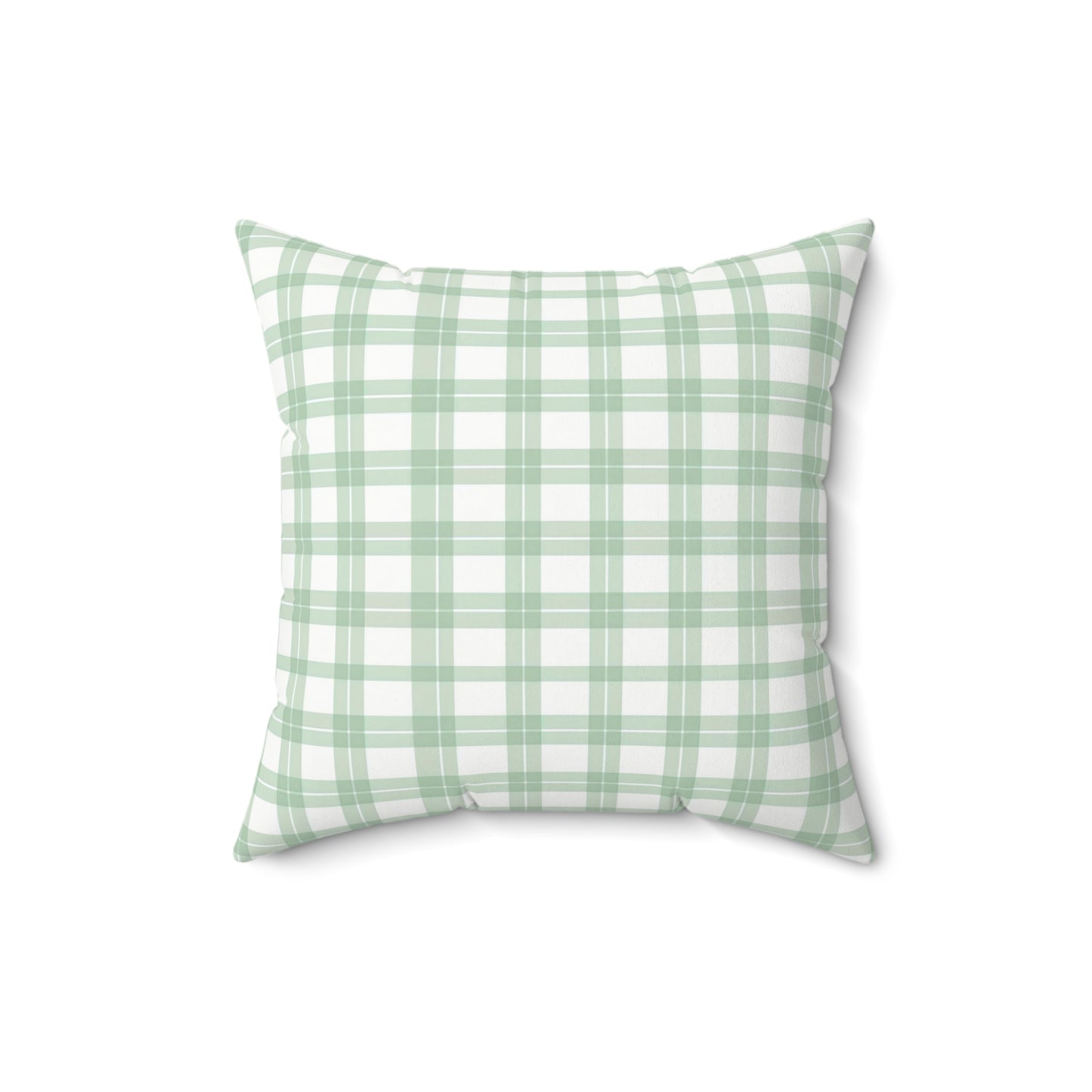 Green Plaid Spun Polyester Pillow, Cozy Decorative Cushion, Farmhouse Style Home Decor, Gift for Homeowners, Holiday Accent - LOLA VEGAS ART