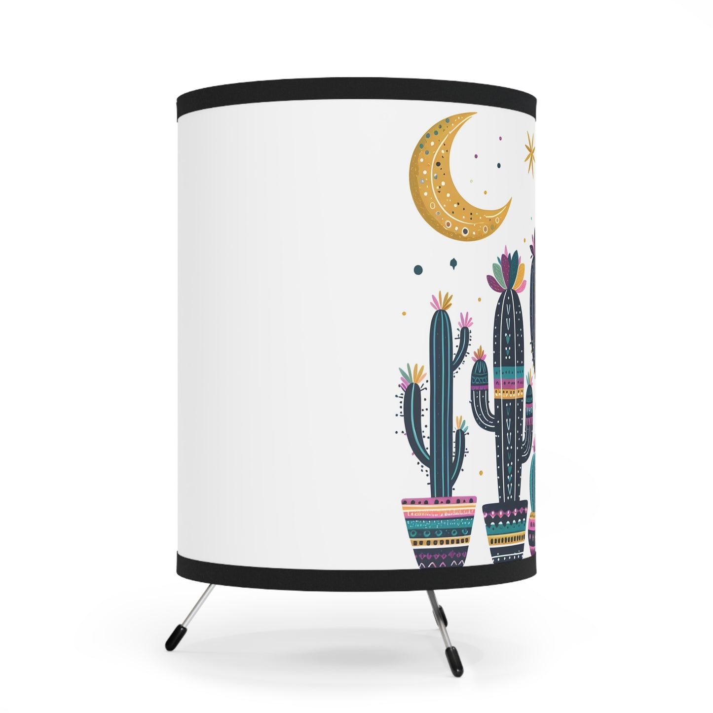 Bohemian Tripod Lamp, Cactus Decor Light for Living Room, Unique Nightstand Light for Plant Lovers, Free-Spirited Home Decor, Gift for - LOLA VEGAS ART