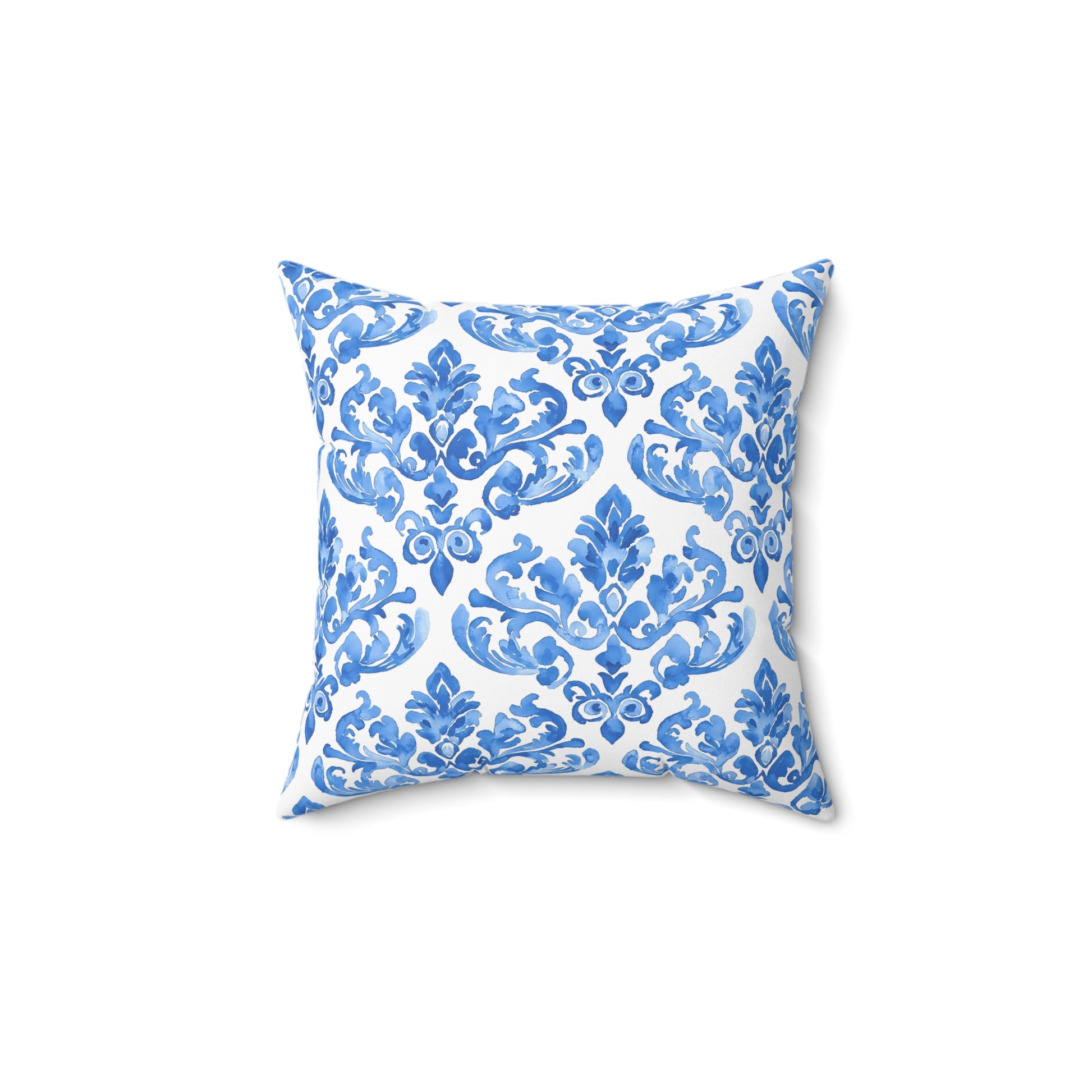 Blue Floral Damask Pillow - Cozy Home Decor, Decorative Couch Cushion, Luxurious Throw Pillow, Elegant Gift for Her, Living Room Accent - LOLA VEGAS ART