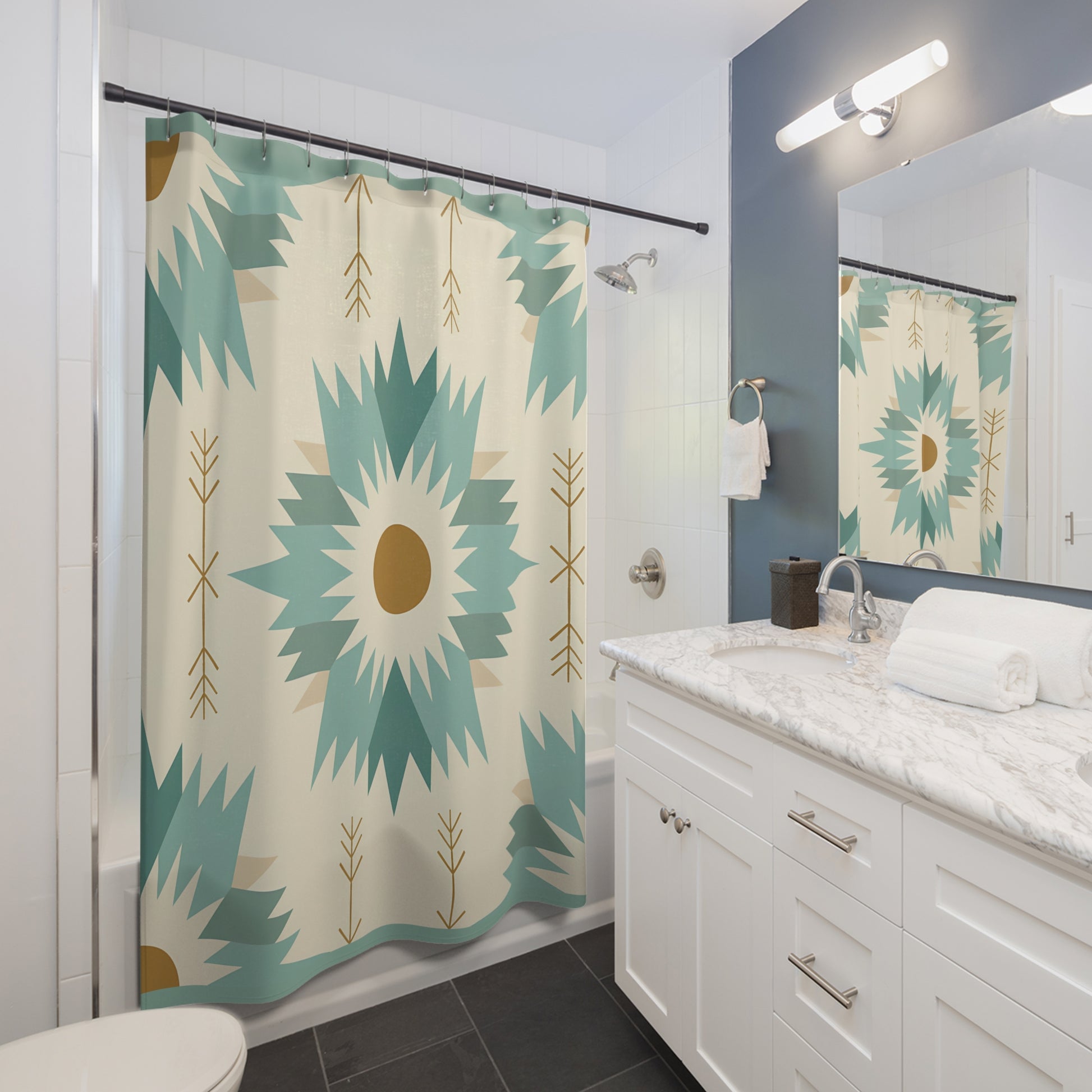 Boho Floral Shower Curtain - Southwestern Bathroom Decor, Vibrant Shower Curtain, Nature Inspired, Gift for Her, Modern Home Decor - LOLA VEGAS ART