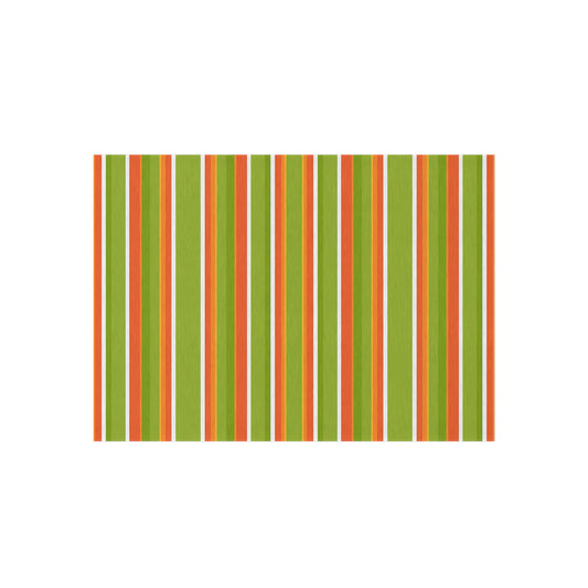 Bright Orange Green Striped Outdoor/Indoor Rug