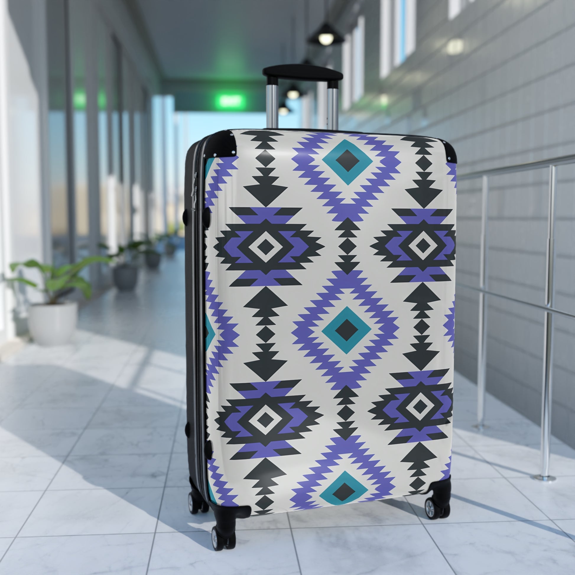 Trendy Geometric Suitcase - Stylish Luggage, Travel Bag, Vacation Essentials, Unique Design, Gift for Travelers, Southwestern Luggage - LOLA VEGAS ART