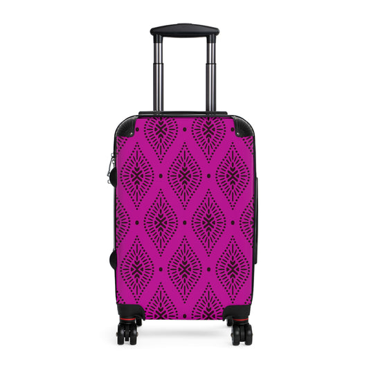 Deep Fuchsia and Black Paisley Pattern Suitcase | Boho Luggage Style