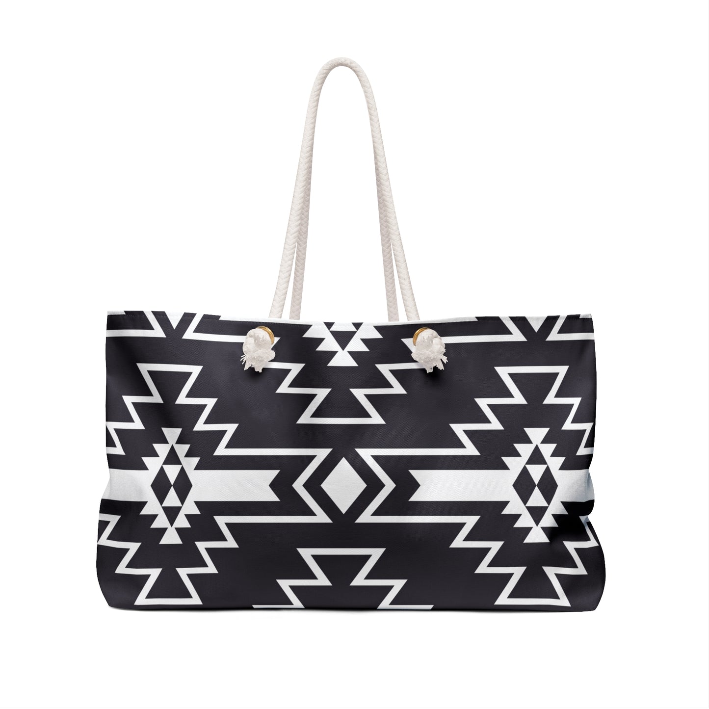 Black and White Stylish Weekender Bag - Perfect Travel Tote, Travel Bag, Gym Carryall, Beach Tote, Black and White Tribal Design