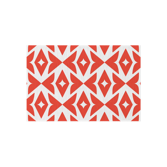 Retro Diamond Geo Outdoor/Indoor Rug | Dark Orange White Patio Mat