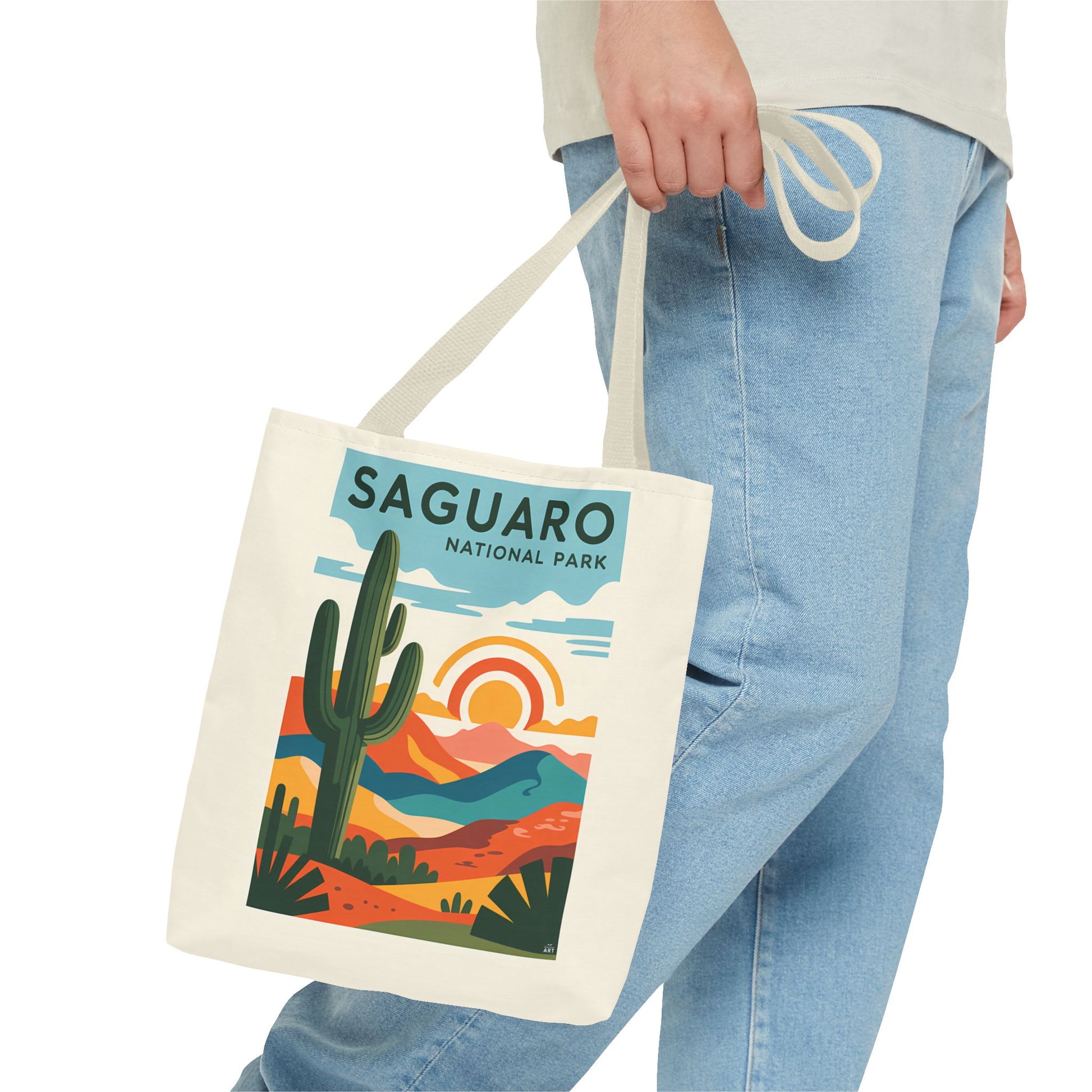 Saguaro National Park Tote Bag, Eco-Friendly Shopping Bag, Cactus Design, Nature Lover Gift, Hiking Bag, Travel Accessory - LOLA VEGAS ART