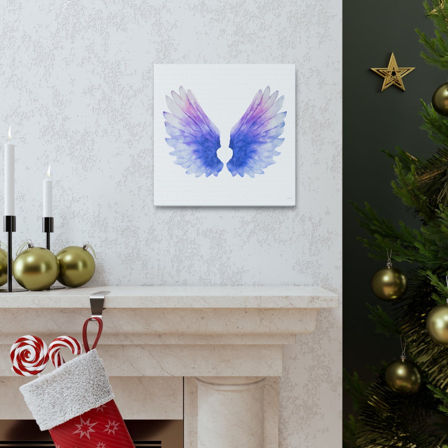 purple angels wings wall art canvas, wall art decor, wall art prints, angel wings art, wings, wall art purple, wall art spiritual