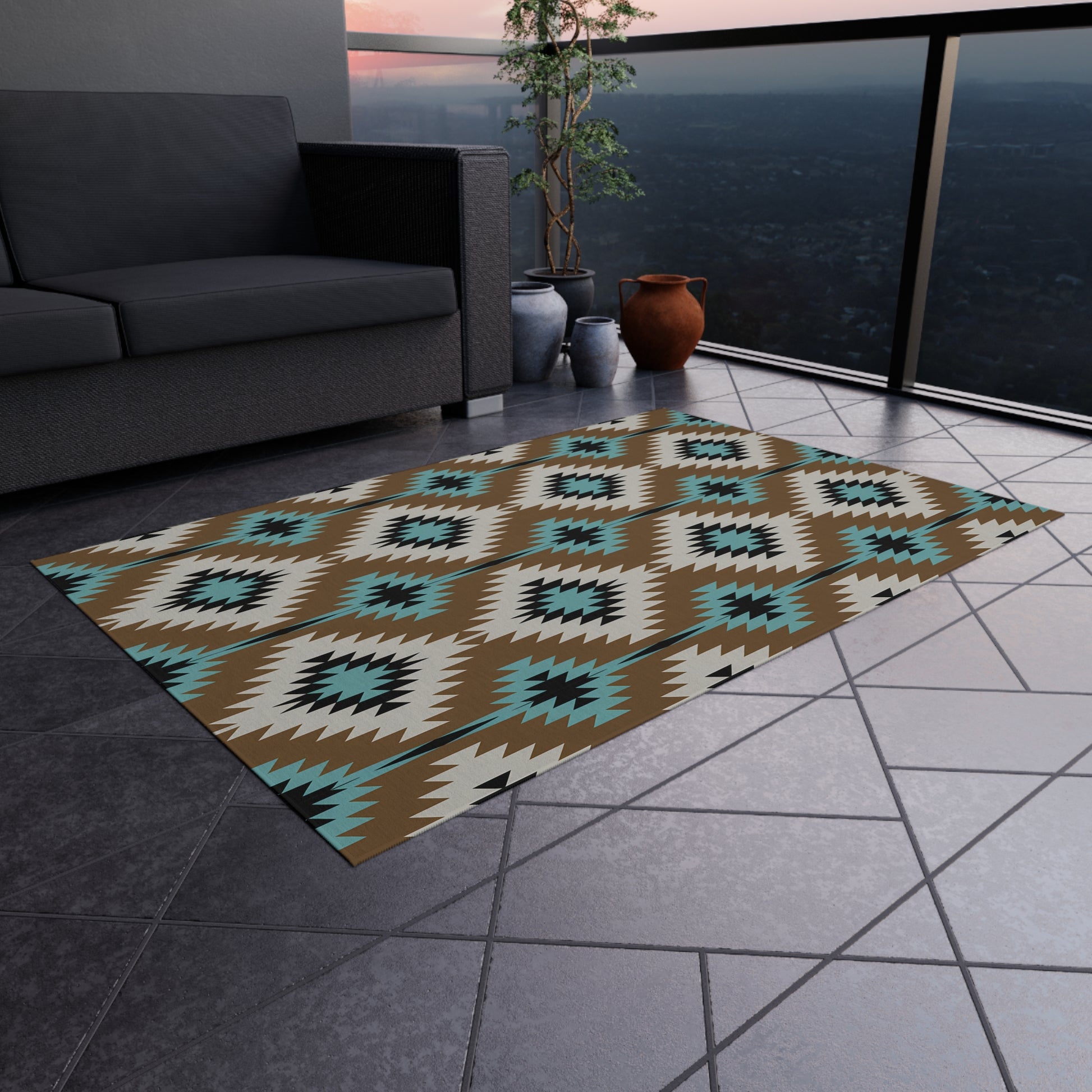 Stylish Outdoor Rug, Bohemian Patio Decor, Indoor/Outdoor Mat, Camping Area Rug, Durable Entryway Carpet, Personalized Outdoor Accent - LOLA VEGAS ART