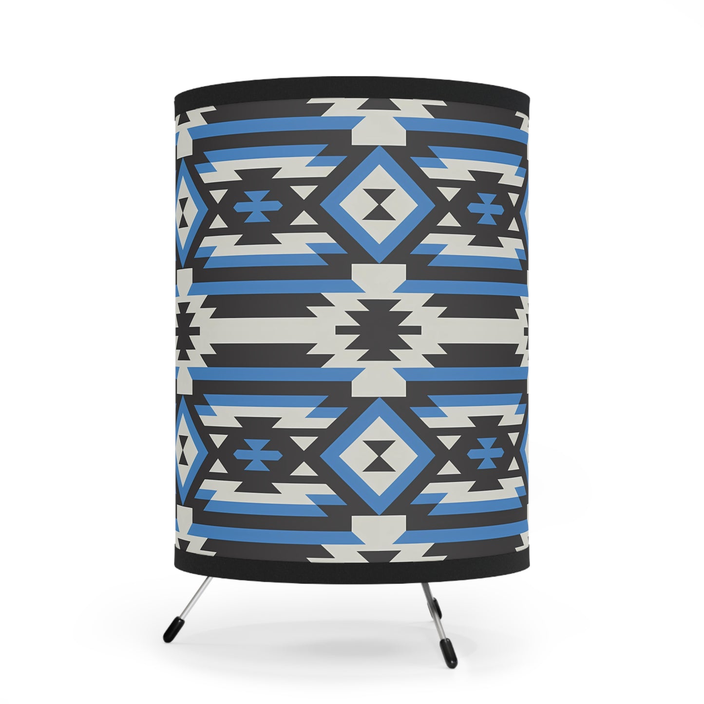 Geometric Tripod Lamp with High-Res Printed Shade, Modern Decor, Home Lighting, Bohemian Style, Unique Gift for Housewarming, Apartment - LOLA VEGAS ART