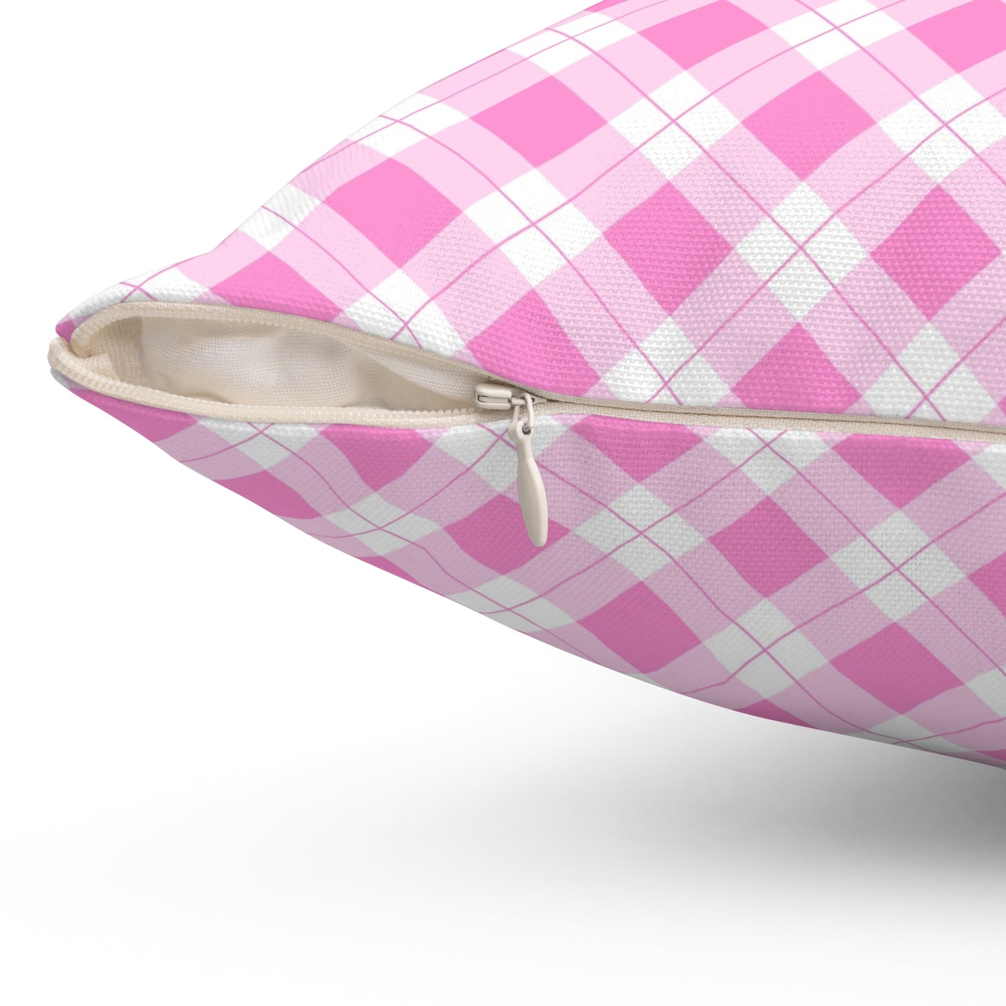 Pink Plaid Decorative Pillow, Cozy Home Accent, Cute Gift for Her, Farmhouse Decor, Living Room Throw Pillow - LOLA VEGAS ART