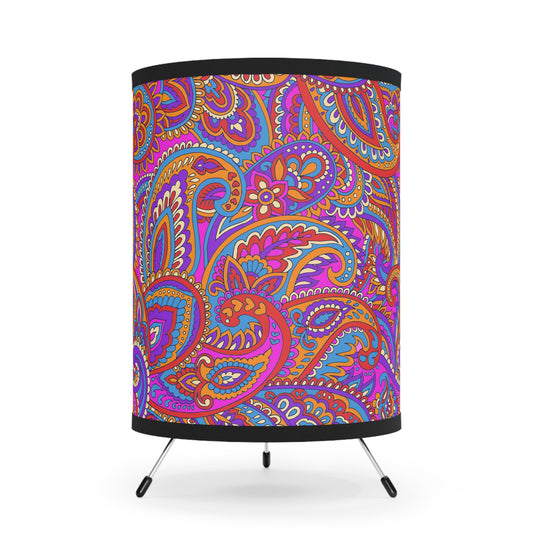 Colorful Paisley Tripod Lamp - Bohemian Lighting, Home Decor, Festival Gift, Vibrant Accent, Bedroom Lighting, Eclectic Decor - LOLA VEGAS ART