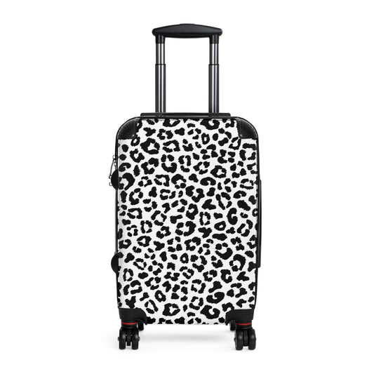 Black White Leopard Print Suitcase | Animal Print Luggage