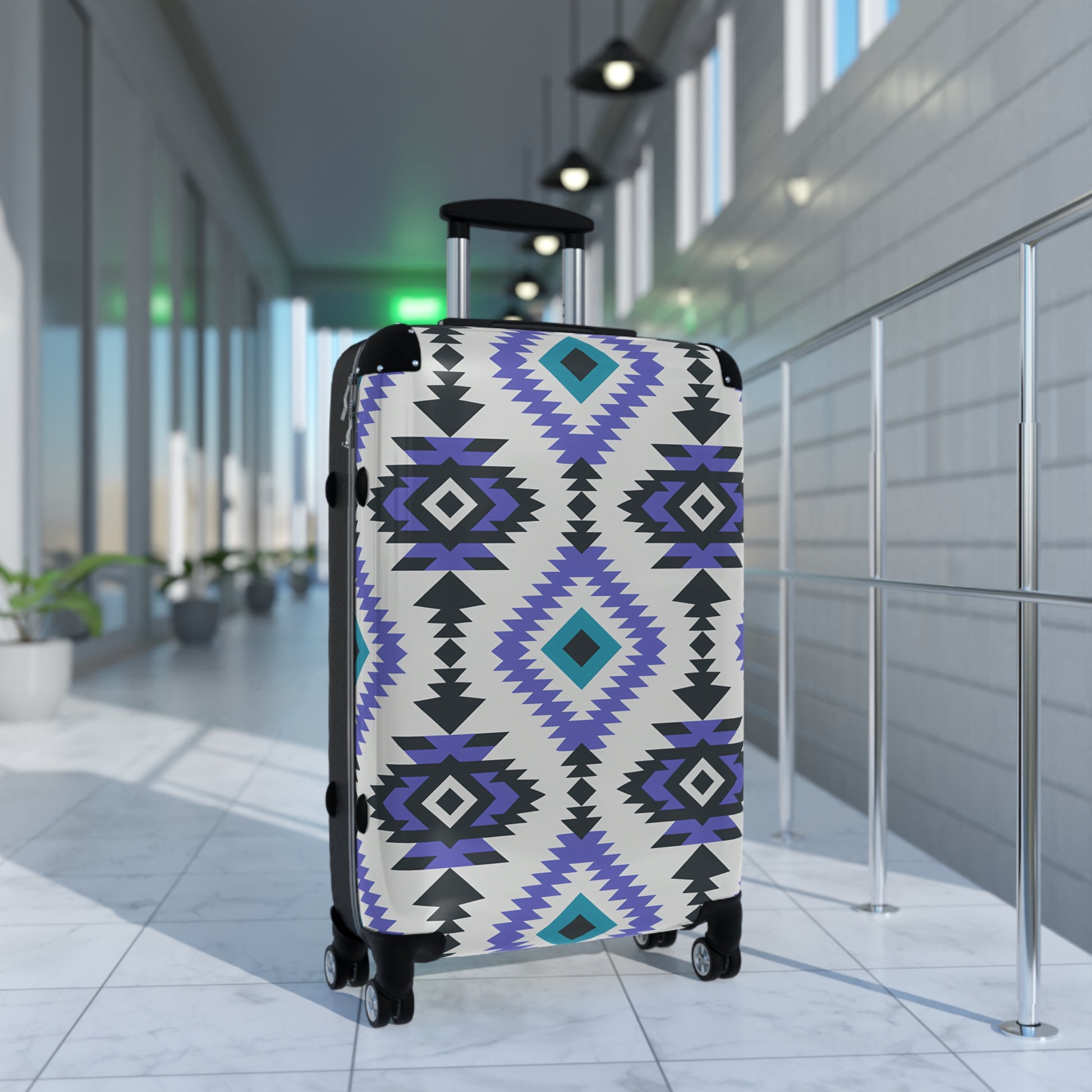 Trendy Geometric Suitcase - Stylish Luggage, Travel Bag, Vacation Essentials, Unique Design, Gift for Travelers, Southwestern Luggage - LOLA VEGAS ART