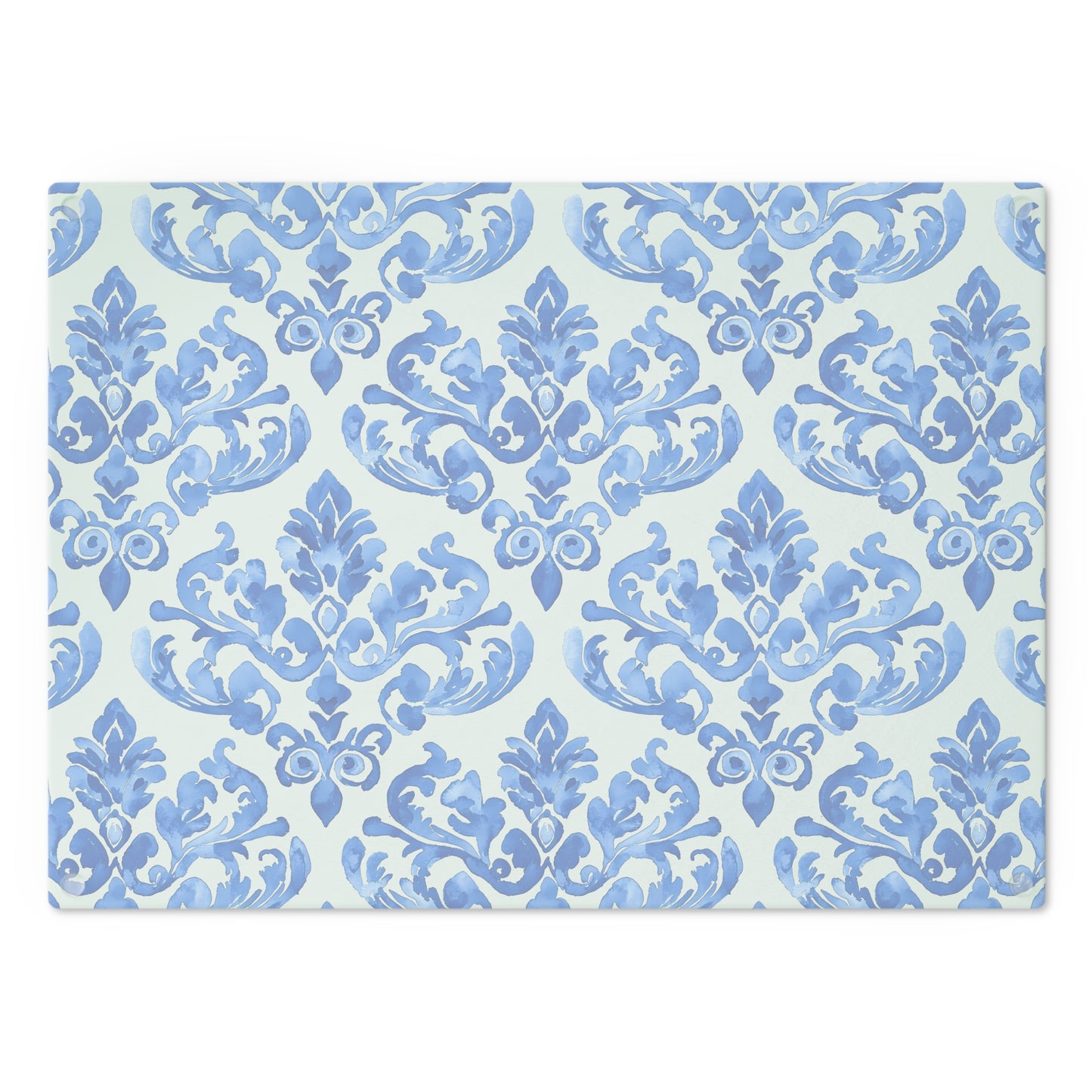 Elegant Floral Cutting Board, Kitchen Decor, Gift for Chefs, Wedding Gift, Serving Tray, Blue Damask Design - LOLA VEGAS ART