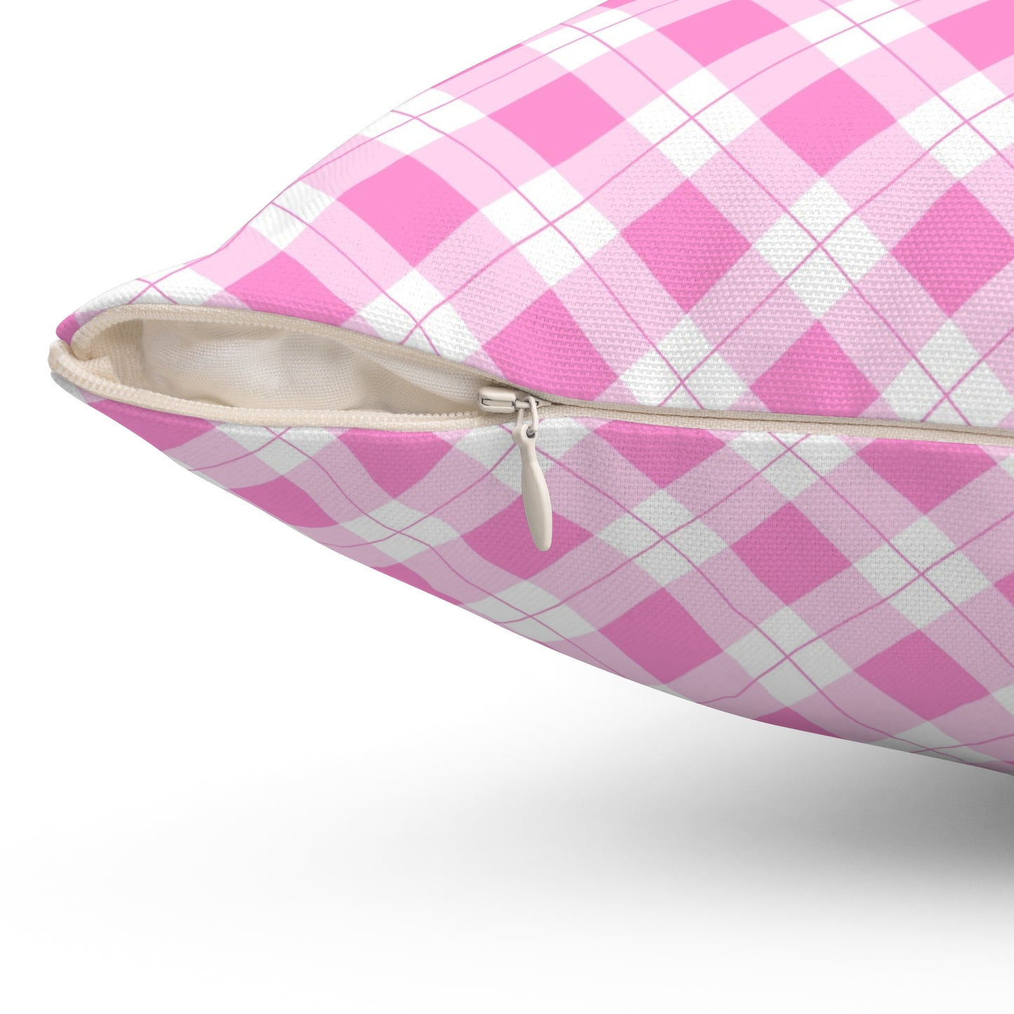 Pink Plaid Decorative Pillow, Cozy Home Accent, Cute Gift for Her, Farmhouse Decor, Living Room Throw Pillow - LOLA VEGAS ART