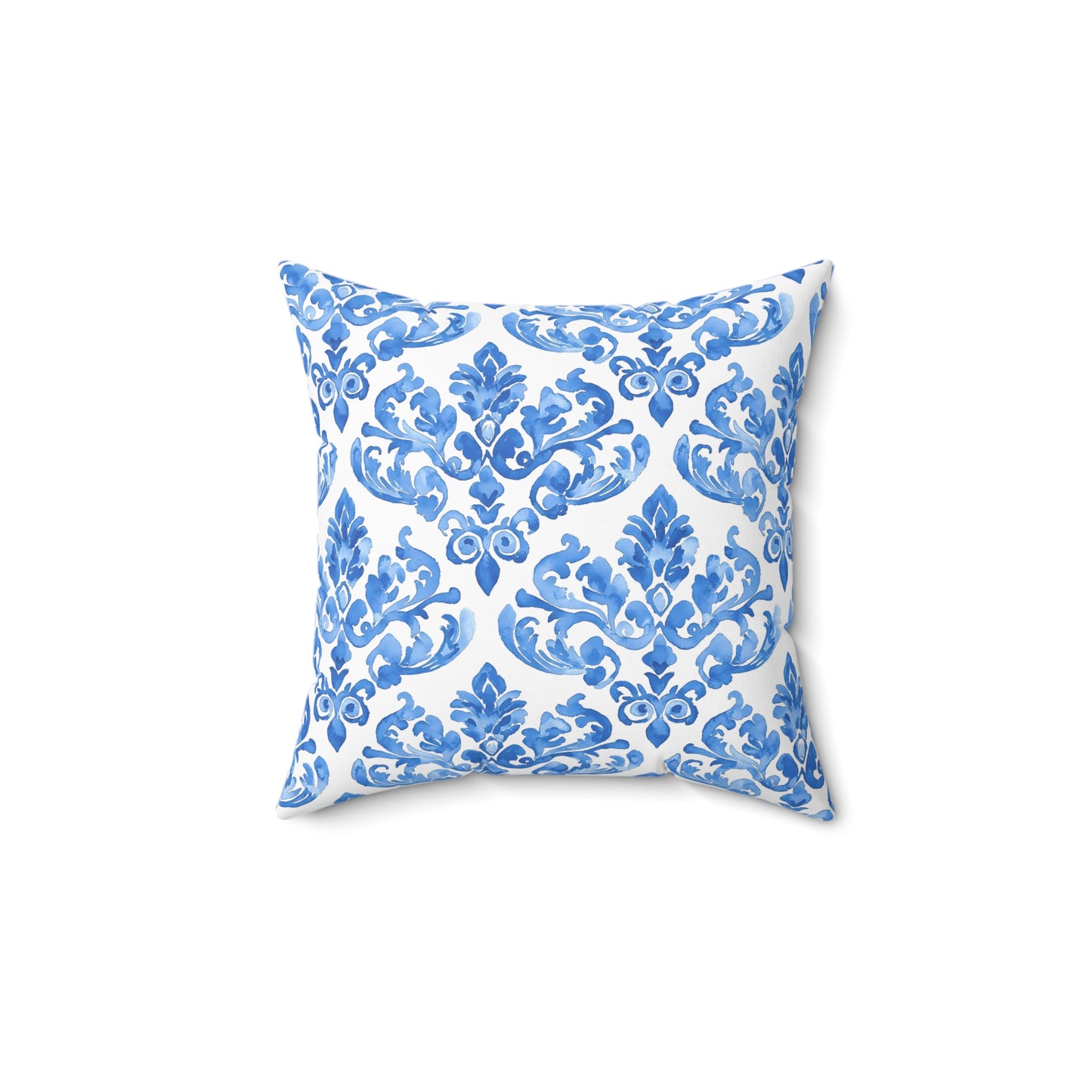 Blue Floral Damask Pillow - Cozy Home Decor, Decorative Couch Cushion, Luxurious Throw Pillow, Elegant Gift for Her, Living Room Accent - LOLA VEGAS ART